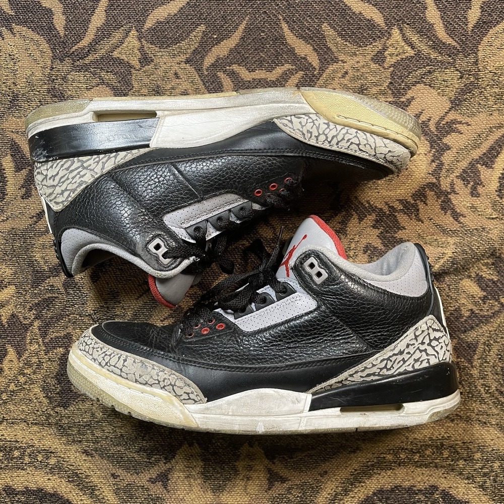 Air Jordan 3 Retro OG Black Fire Red Cement Grey 854262-001 Mens 10.5